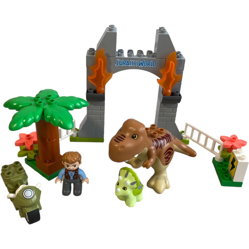 større Initiativ længde Lego Duplo Jurassic World T. rex and Triceratops Dinosaur Breakout 109 –  4Ever Growing Kids