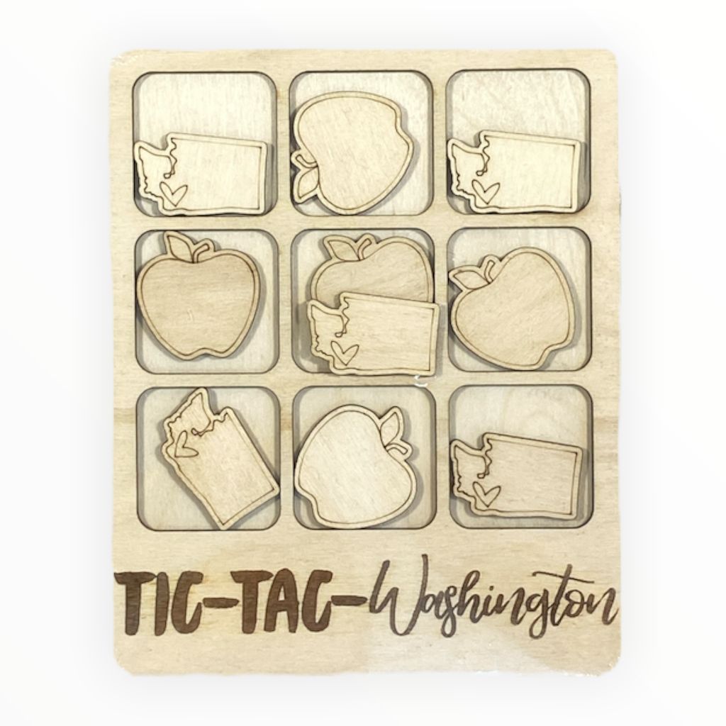The Trendy Traveler  Wood Washington Tic-Tac-Toe Game (5.7"x7")