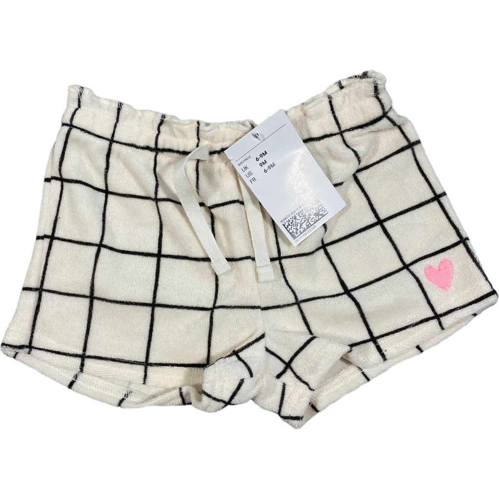 H & M Cream & Black Pattern Terry Shorts NWT (6/9M Girls)
