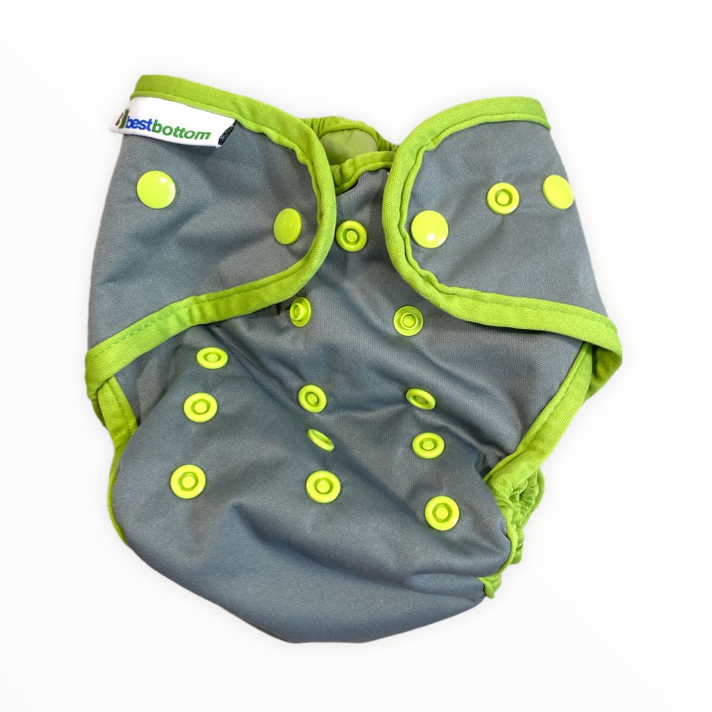 Best Bottom Gray & Green Cloth Diaper Cover (8-35lbs)