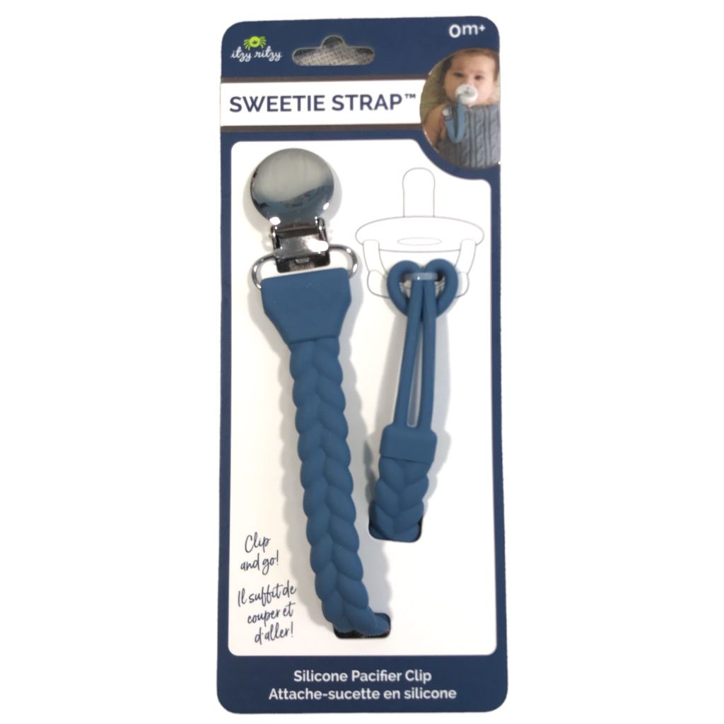 Itzy Ritzy Blue Sweetie Strap Silicone Pacifier Clip (Ages 0M+)
