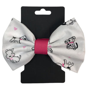 Handmade White Dogs Bow