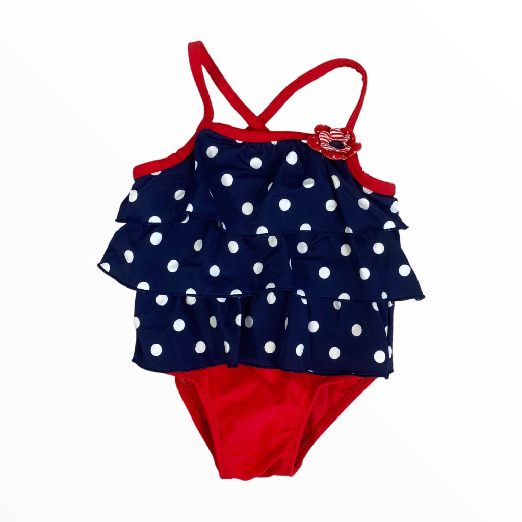 Carter's Red & Navy Polka Dot Swim Suit (9M Girls)