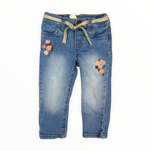 Oshkosh Blue Flower Embroidered Jeans (9/12M Girls)
