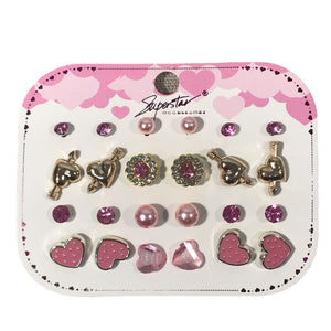 Superstar Light Pink Heart Earring Set 12 Pairs