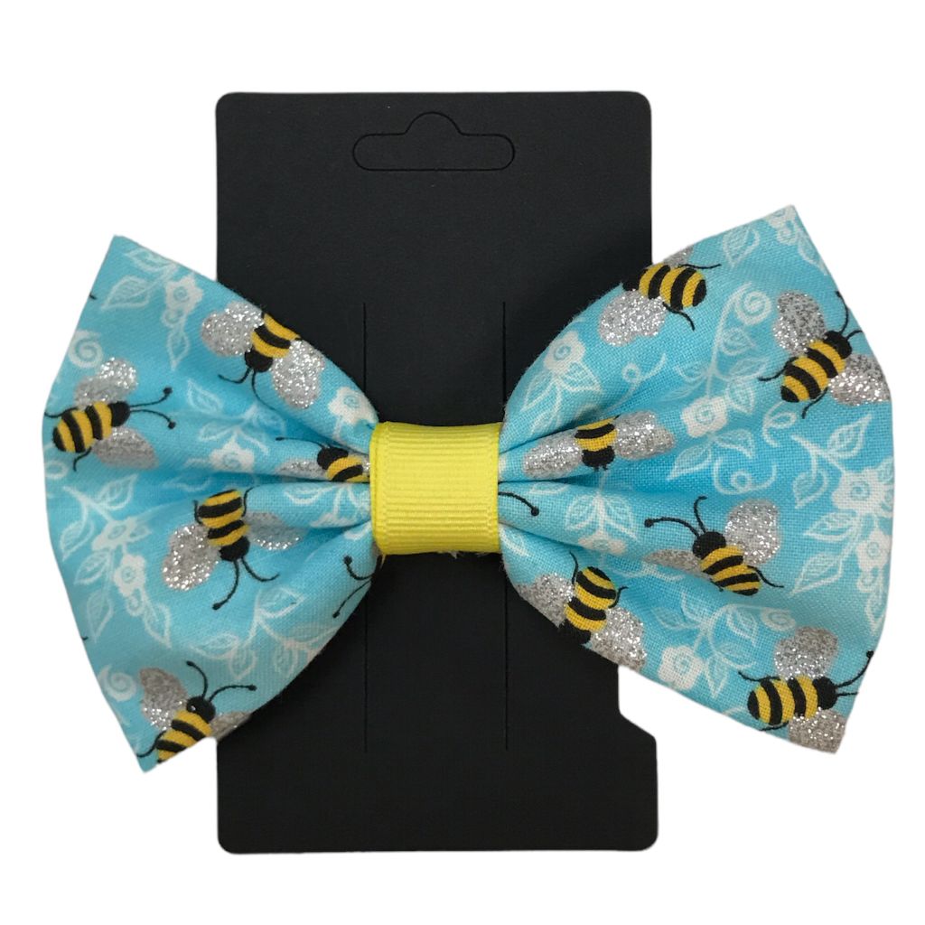 Handmade Blue Bumble Bees Bow