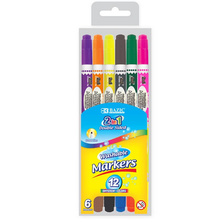 Bazic  6 Double Tip Washable Markers