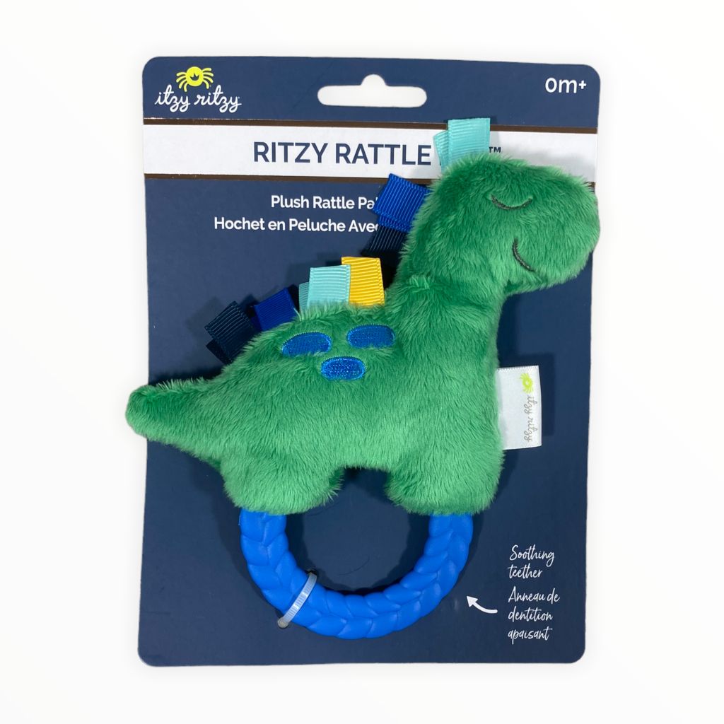 Itzy Ritzy Dino Ritzy Rattle Pal™ Plush Rattle Pal with Teether (0M+)