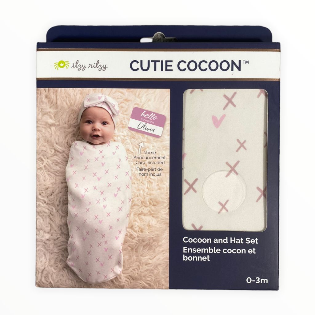 Itzy Ritzy Cross Your Heart Cutie Cocoon™ Matching Cocoon & Hat Sets (0/3M Girls)