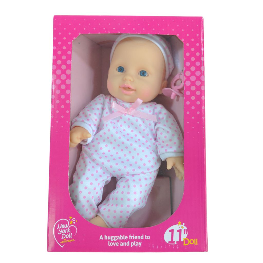 New York Doll Company  11" Baby Doll Polka Dots w/Pacifier