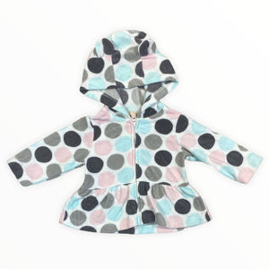 Carter's Gray, Blue & Pink Dots Hooded Fleece Jacket (3M Girls)