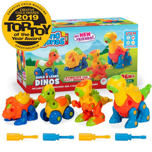 Creative Kids Build & Learn w/ 4 Dinosaur Take Apart Toy Set