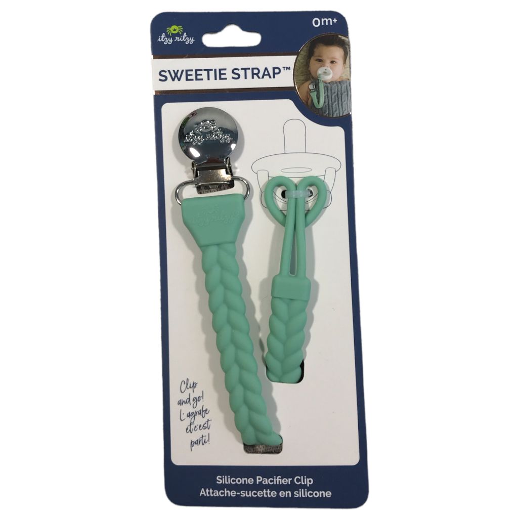 Itzy Ritzy Mint Sweetie Strap Silicone Pacifier Clip